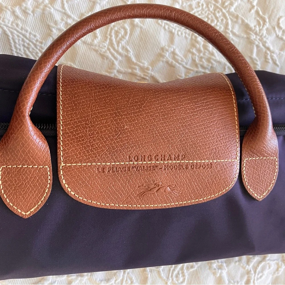 Longchamp Le Pliage “Valise” Modele Depose Bilberry Made in France Boarding Case - Picture 10 of 13